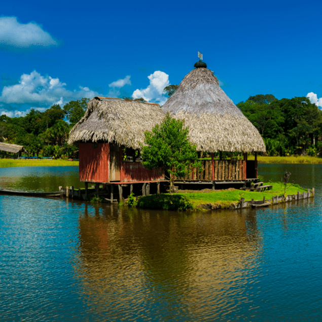 Una casa típica en la medio de la selva peruana